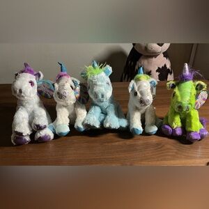 Winkeez Plushies Lot Of Five Different Unicorn Stuffed Animals 7.5in Tall